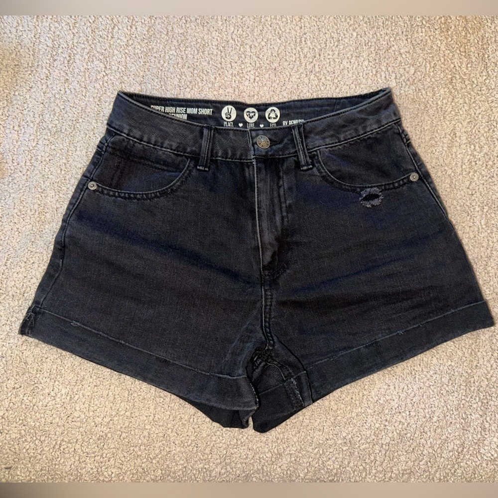 Rewash Brand Super High Rise Mom Short - Vintage Reunion, Black, Size 5